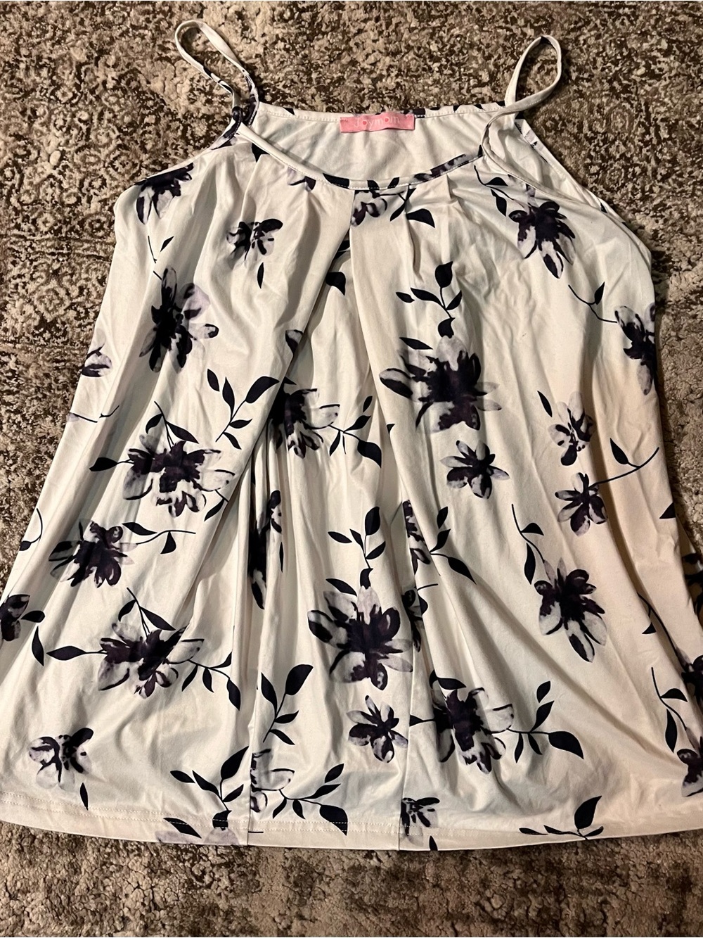 White Maternity Floral Spaghetti Strap Tank Top
